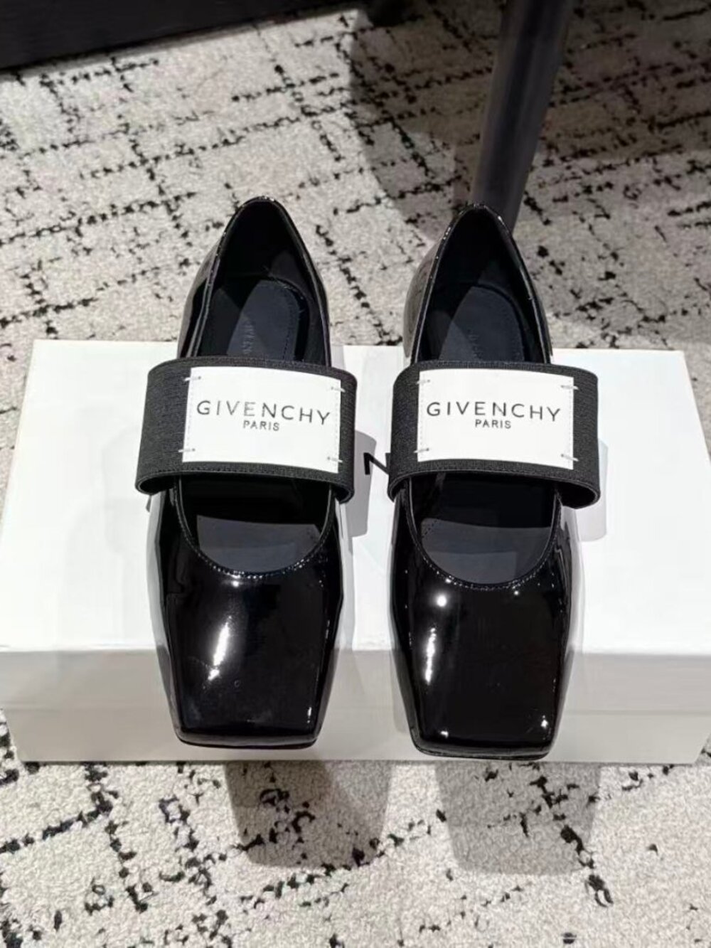 Givenchy Black Calfskin Leather Mary Jane Flats